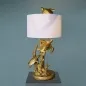 Preview: Lampe mit Schildkröten in gold und weißem Schirm