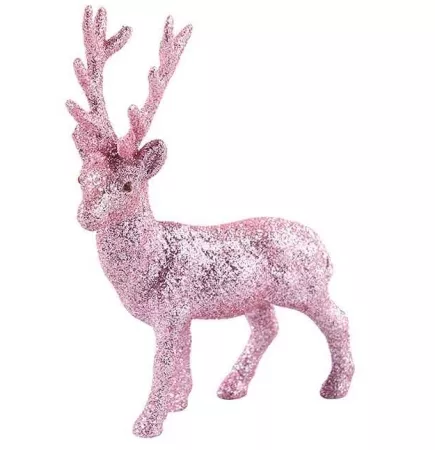 Hirsch mit Glitter in rosa 15 cm