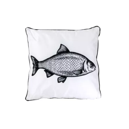 Kissen mit Fisch weiß-schwarz 45 x 45 cm Werner Voss