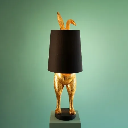 Hasenlampe Hiding Bunny 74 cm schwarz Gold von Werner Voß