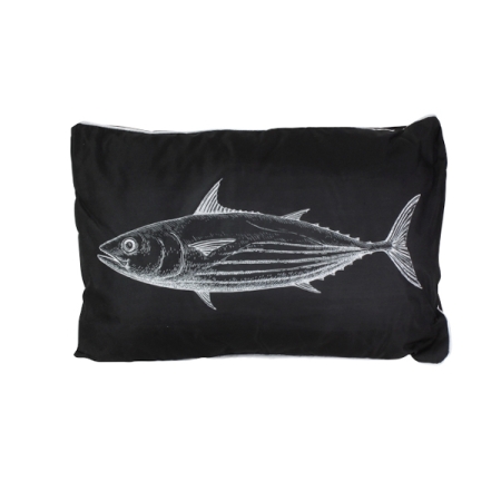 Kissen mit Fisch schwarz-weiß 60 x 40 cm