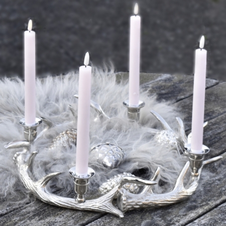 runder Kerzenständer für 4 Kerzen Geweih silber