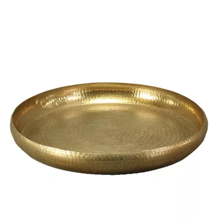 rundes Tablett gold ALuminium gehämmert 53 cm