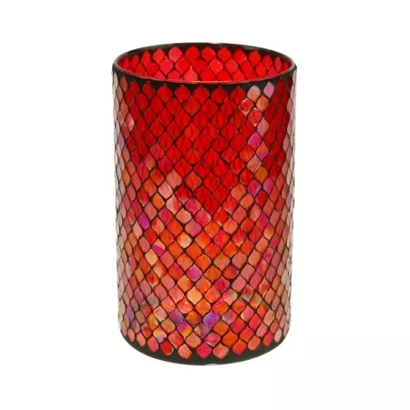Windlicht aus Glas rot Mosaik