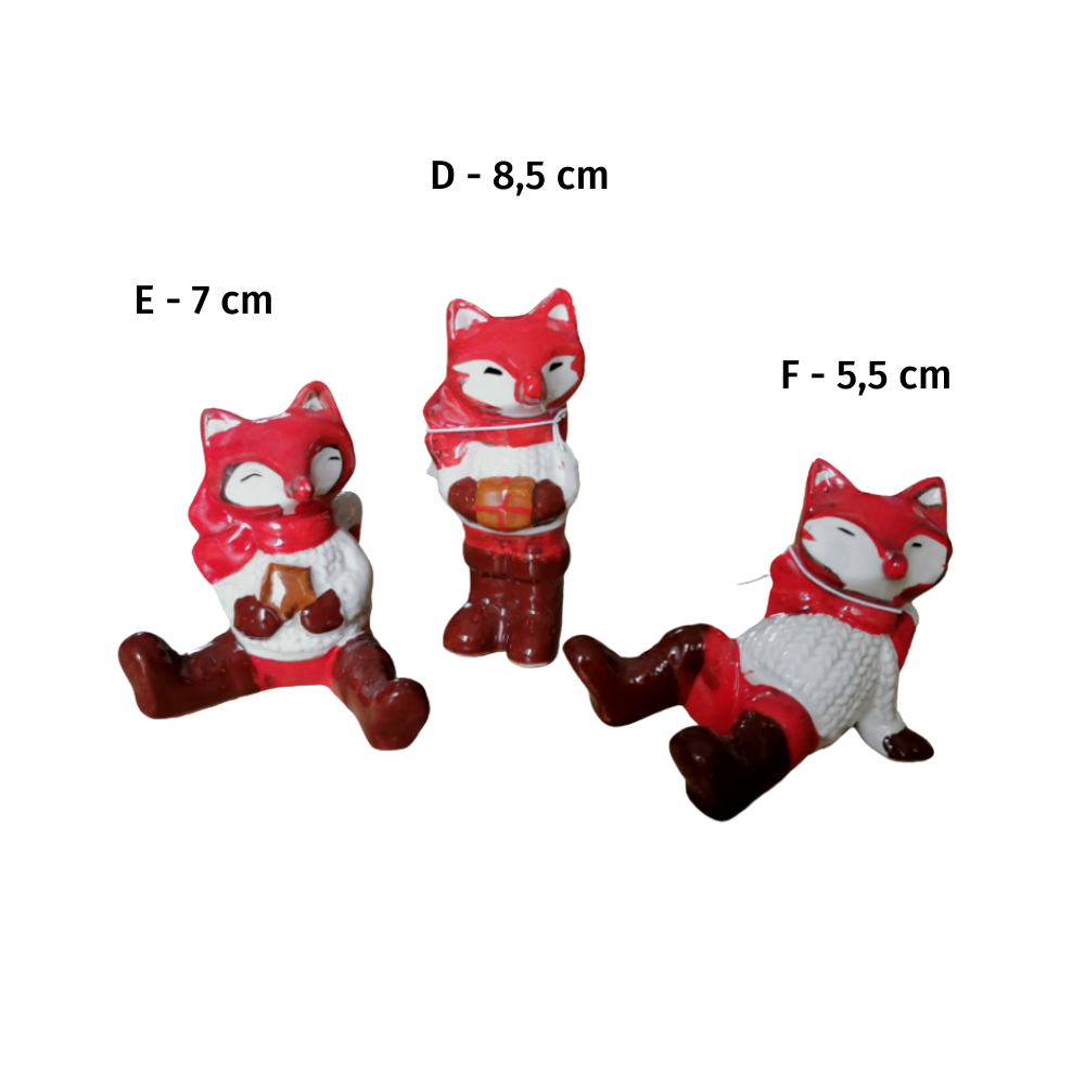 Deko Figur Weihnachts-Fuchs in rot, braun weiß