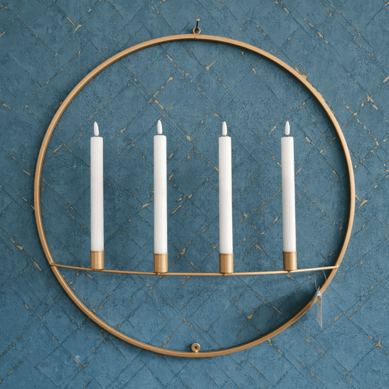 Wand-Kerzenleuchter für 4 Kerzen anthrazitfarben aus Metall Wanddeko 