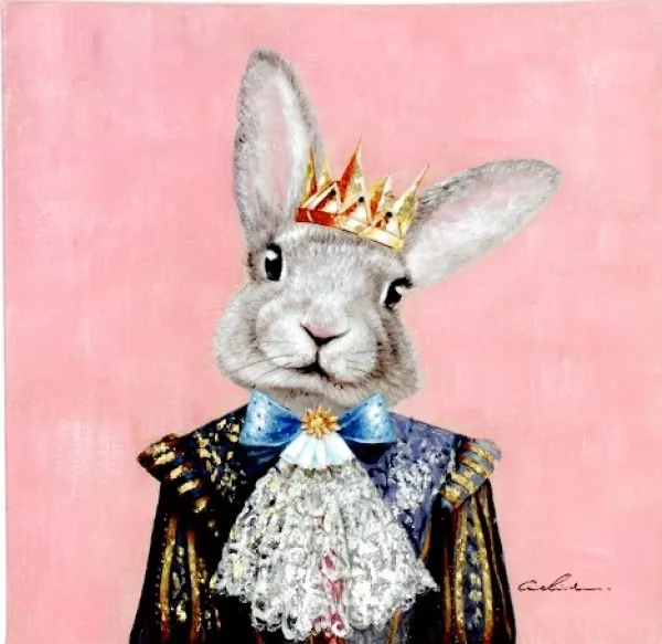 hangemaltes Bild mit Prinz Hase 50 x 50 cm