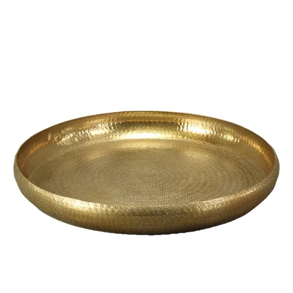 rundes Tablett gold ALuminium gehämmert 53 cm