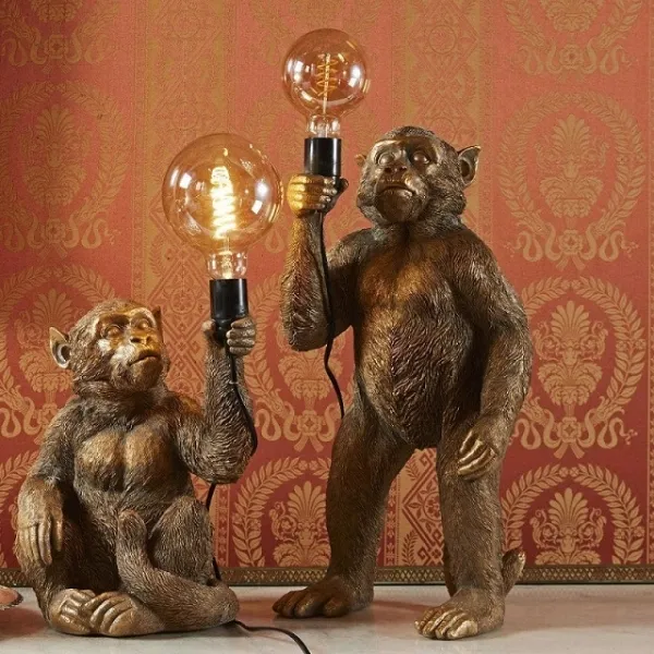 goldene Affenlampen mit Glühbirne von Voß