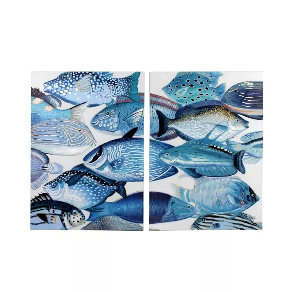 2 teilig Leinwandbild blaue Fische