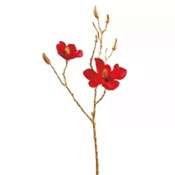 Kunst Magnolienzweig rot 69 cm Glitter