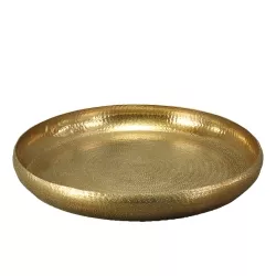 Tablett rund gold Aluminium gehämmert 53 cm