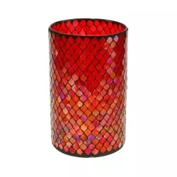 Windlicht aus Glas rot Mosaik